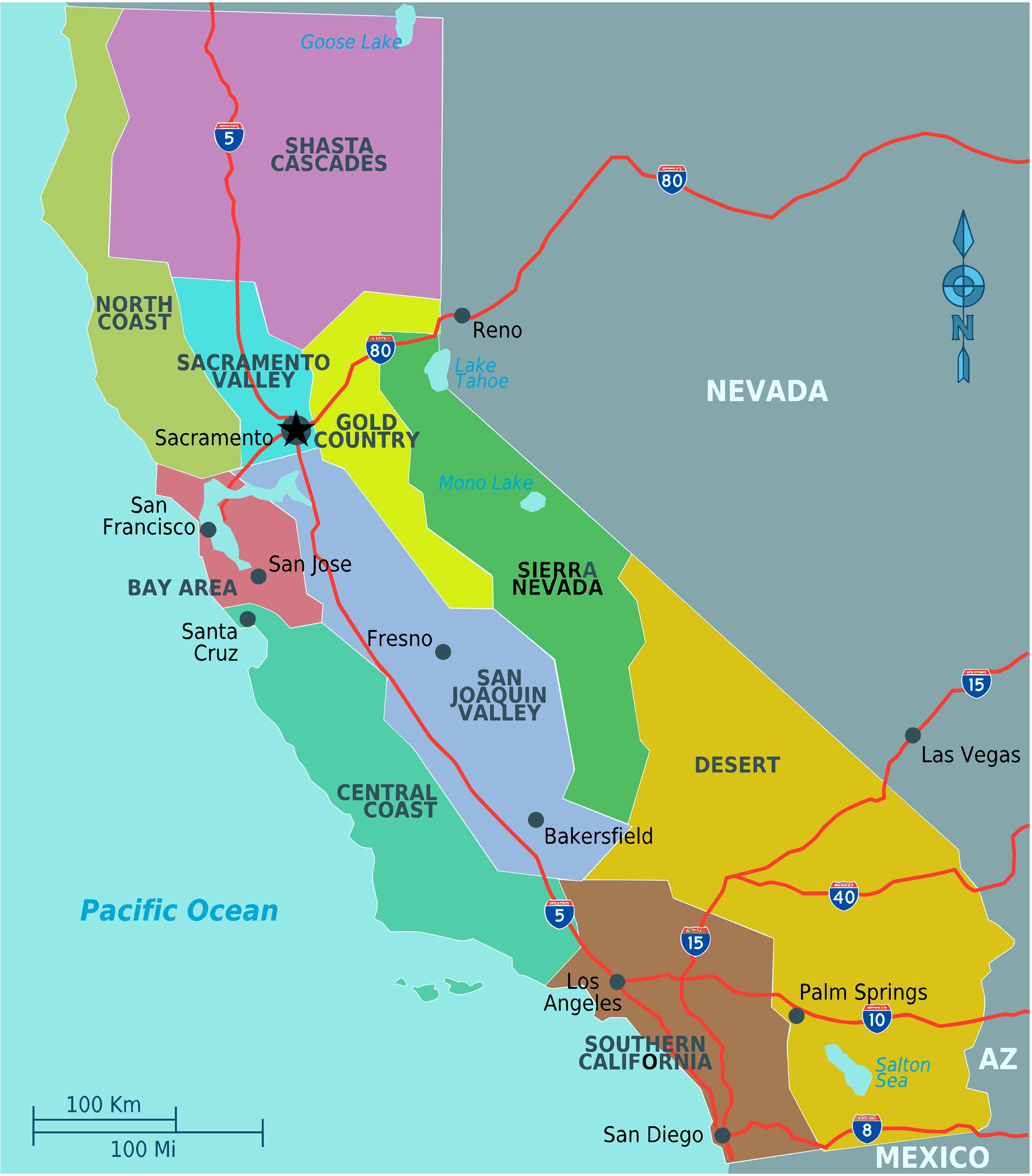 Carte des régions de Californie