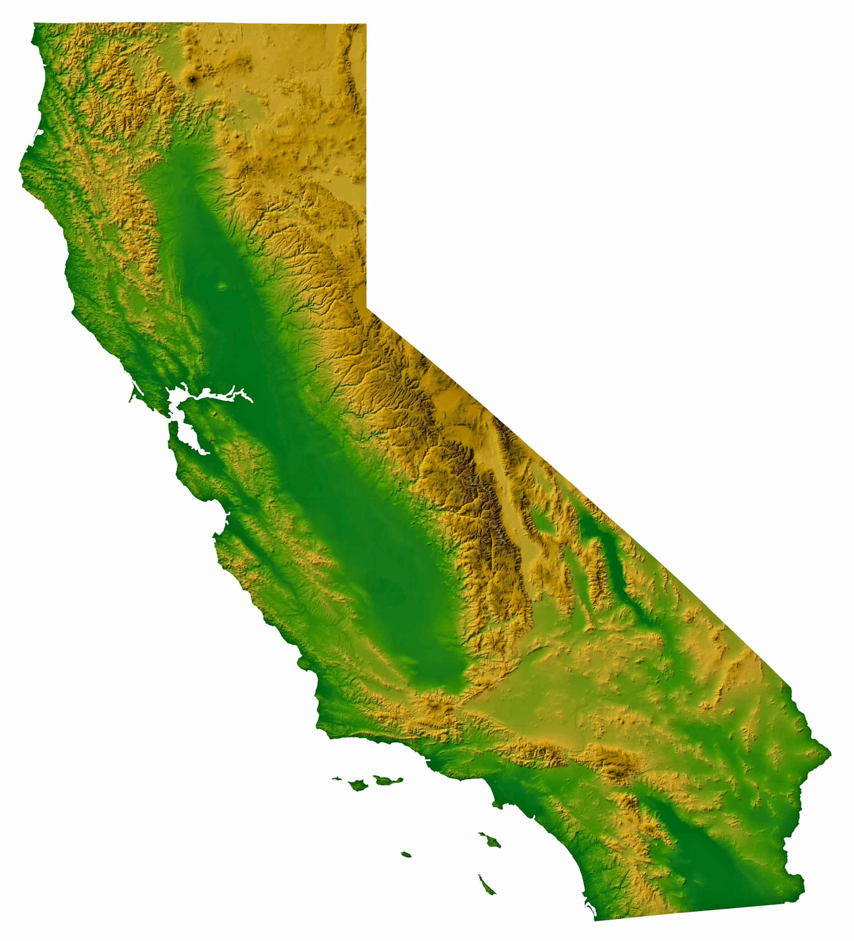 Carte topographique de la Californie