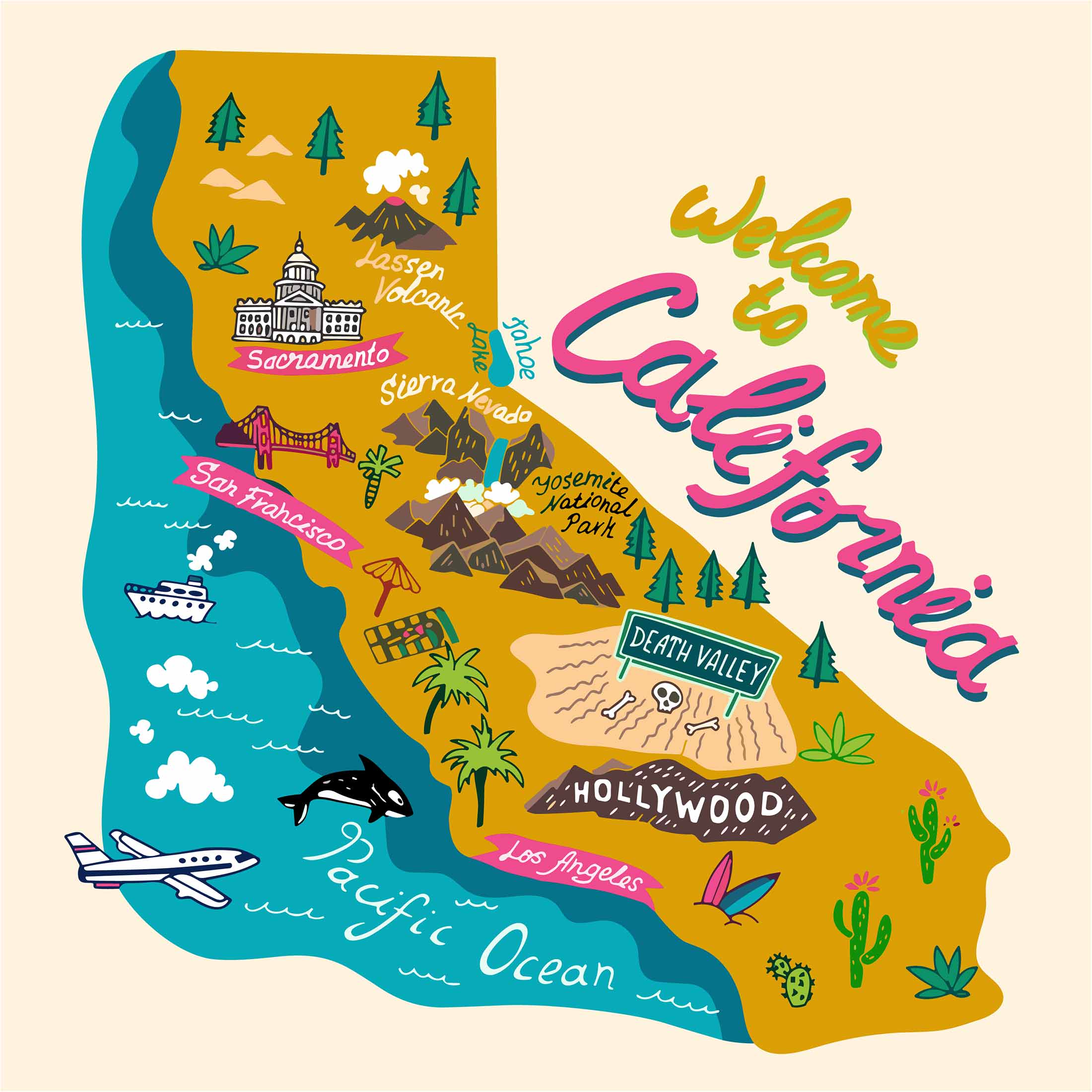 Carte touristique de la Californie