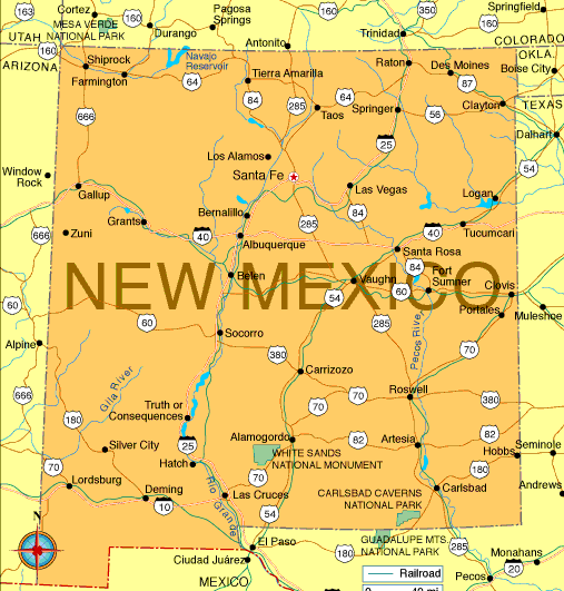 Gallup New Mexico Plan et Image Satellite