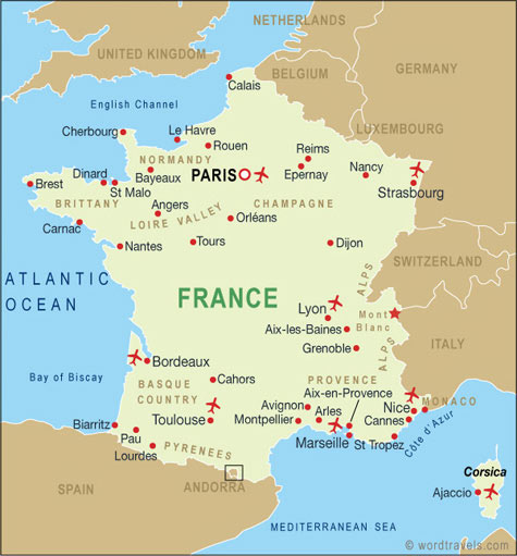 show tours on map of france